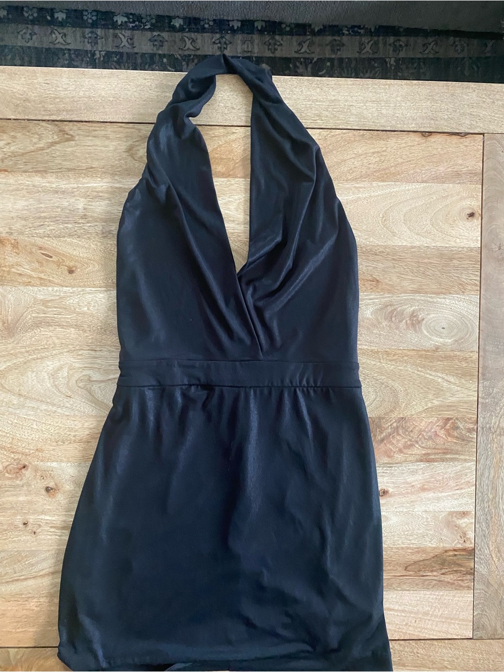 bebe Black Halter Deep V Mini Dress